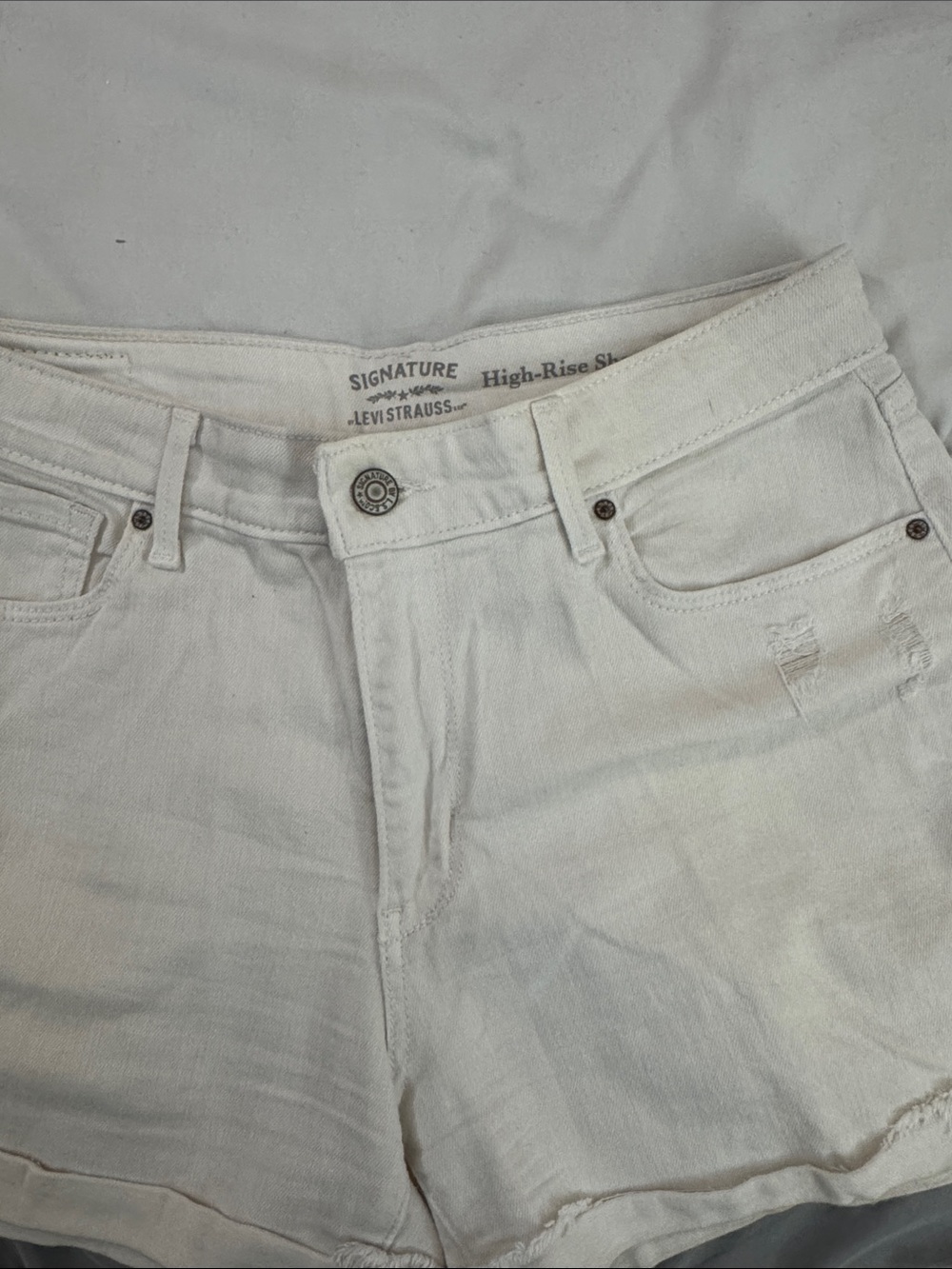 Levi's White High-Rise Denim Shorts